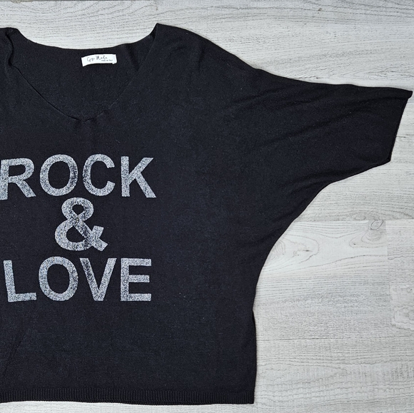 Gigi Moda Mohair Blend Rock & Love Black Dolman 3/4 Sleeve Sweater ONE SIZE 1218 - Picture 4 of 9